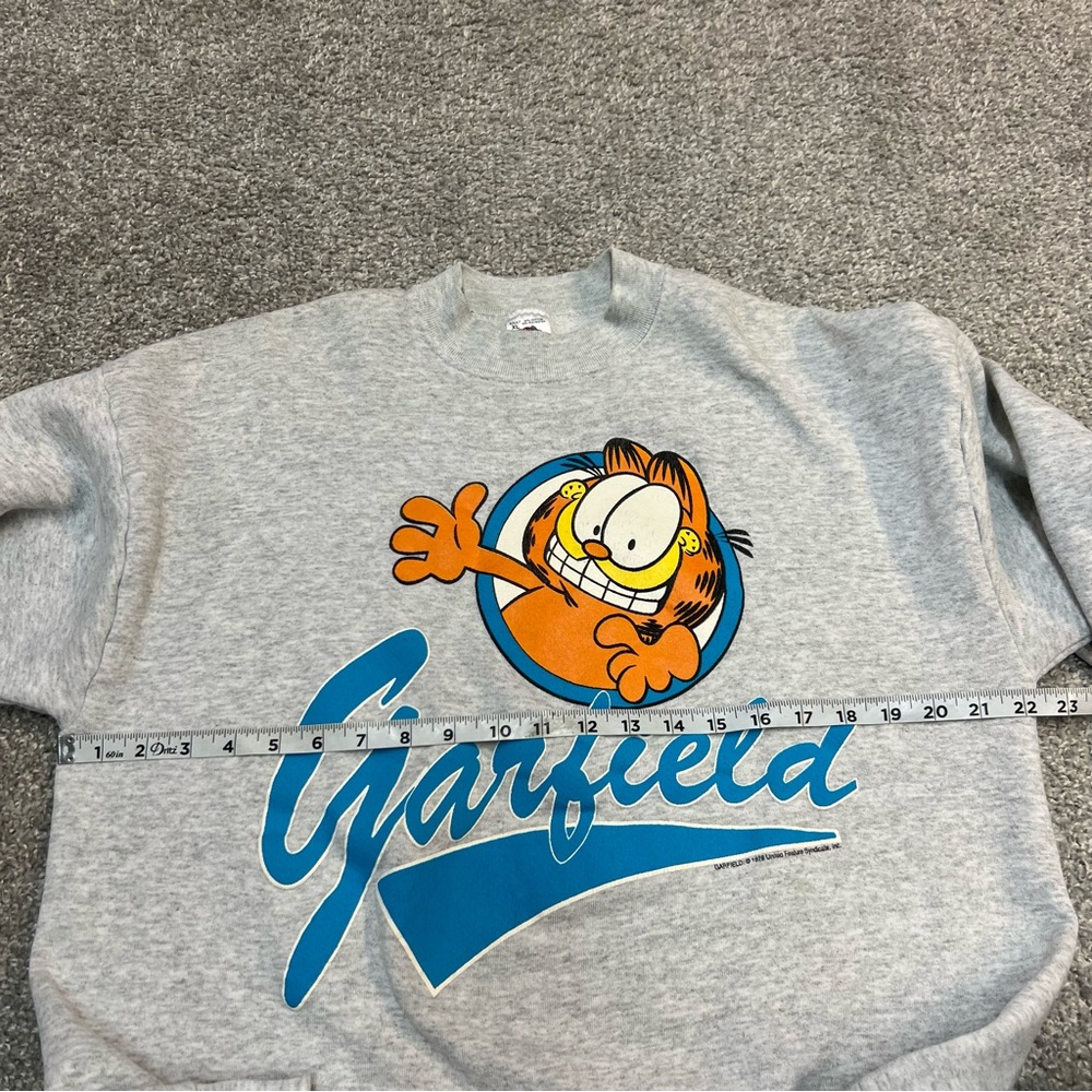 VTG Garfield Sweatshirt Adult XL Gray Pullover Graphic Crew Neck 70s 1978 - Picture 3 of 9